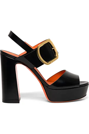 santoni Buty, Kobieta, Czarny, 37 1/2 EU, Skóra, Eleganckie skórzane sandały na wysokim obcasie