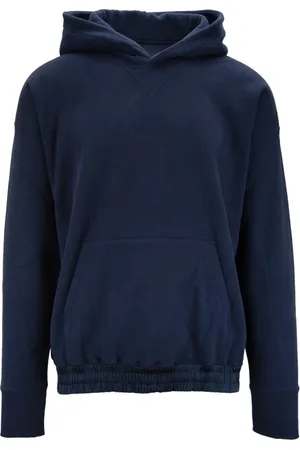Saint Laurent Bluzy, Mężczyzna, Niebieski, L, Bawełna, Bluza z kapturem i haftowanym logo