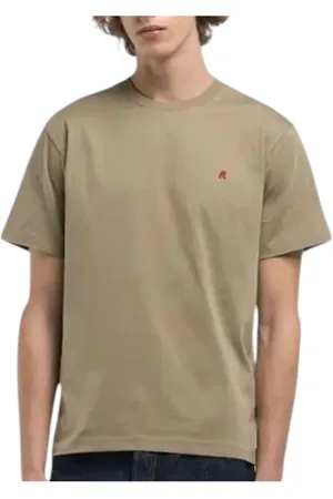 Replay Koszulki, Mężczyzna, Beżowy, 2XL, Bawełna, Bawełniany T-shirt