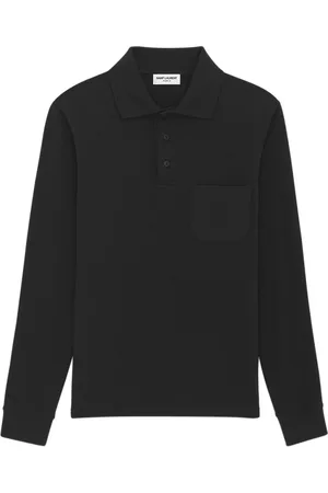 Saint Laurent Koszulki, Mężczyzna, Czarny, L, Bawełna, Czarna koszulka polo z kieszenią