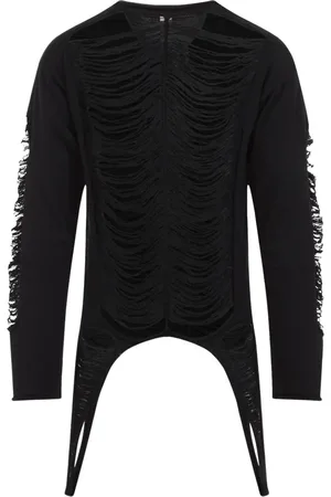 Rick Owens Koszulki, Mężczyzna, Czarny, L, Wełna, Top z Długim Rękawem