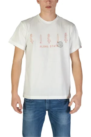 Replay Koszulki, Mężczyzna, Biały, L, Bawełna, Biały bawełniany T-shirt z grafiką