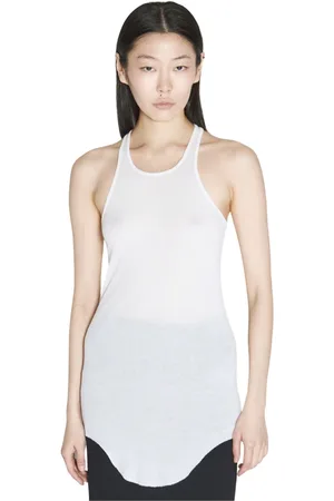 Rick Owens Koszulki, Kobieta, Biały, S, Podstawowy Top na Ramiączkach z Prążkowanej Dzianiny