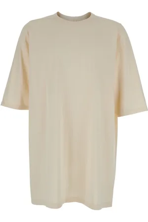 Rick Owens Koszulki, Mężczyzna, Beżowy, S, Bawełna, T-shirt Jumbo z okrągłym dekoltem