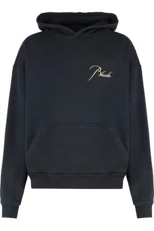 Rhude Bluzy, Mężczyzna, Czarny, M, Bawełna, Bluza z kapturem Vintage Cotton z prążkowanymi detalami
