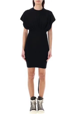 Rick Owens Sukienki, Kobieta, Czarny, M, Bawełna, Dopasowana Sukienka Mini Tommy Bez Rękawów