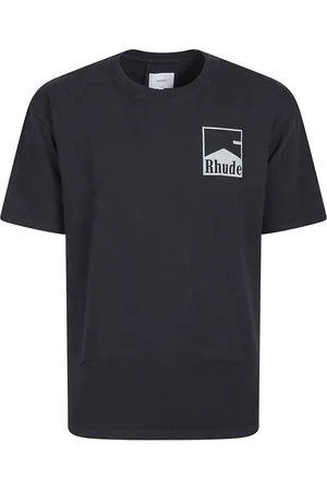 Rhude Koszulki, Mężczyzna, Czarny, S, Bawełna, Koszulka Chevron Logo Repeat Tee