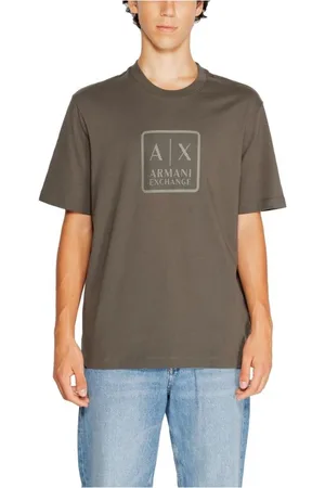 Armani Exchange Koszulki, Mężczyzna, Zielony, S, Bawełna, Klasyczny Bawełniany T-shirt
