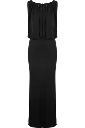 Saint Laurent Sukienki, Kobieta, Czarny, S, Luksusowa sukienka z drapowanego jerseyu