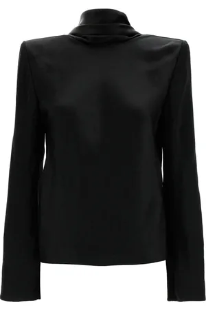 Saint Laurent Koszulki, Kobieta, Czarny, M, Czarny Top z Dekoltem na Plecach