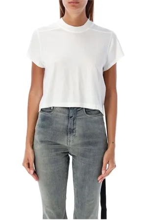 Rick Owens Koszulki, Kobieta, Biały, L, Bawełna, Krótki T-shirt Cropped Small Level