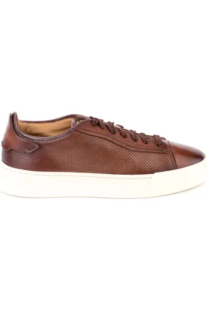 santoni Buty, Mężczyzna, brązowy, 40 1/2 EU, Skóra, Drilled Leather Sneakers Mod. Gloria