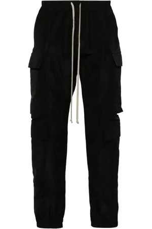 Rick Owens Spodnie, Mężczyzna, Czarny, M, Bawełna, Elastyczne spodnie z kieszeniami