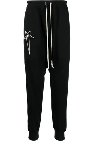 Rick Owens Spodnie, Mężczyzna, Czarny, M, Bawełna, Champion Prisoner Spodnie Dresowe ze Sznurkiem