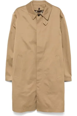 Saint Laurent Płaszcze, Mężczyzna, Beżowy, L, Parka z bawełnianej gabardyny