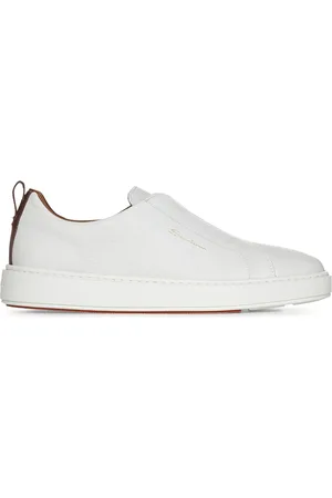 santoni Buty, Mężczyzna, Biały, 41 1/2 EU, Skóra, Wsuwane sneakersy z detalami w kolorze tan