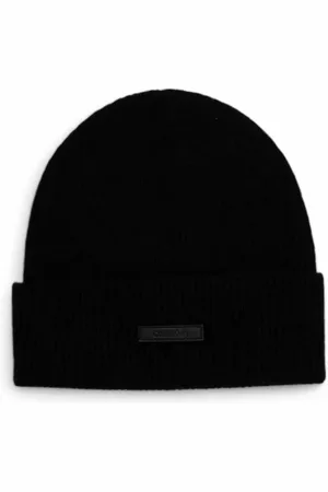 Calvin Klein Akcesoria, Mężczyzna, Czarny, ONE SIZE, Kaszmir, Luksusowa Cashmere Cap, Możliwość Prania w Pralce