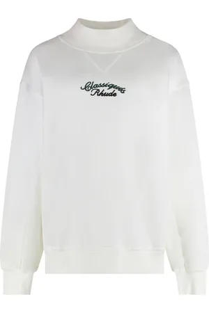 Rhude Swetry, Kobieta, Biały, M, Bawełna, Bawełniana bluza z detalami logo