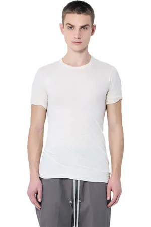 Rick Owens Koszulki, Mężczyzna, Beżowy, S, Bawełna, Dwuwarstwowy bawełniany T-shirt