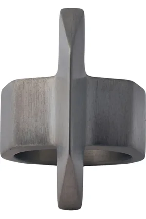 Rick Owens Akcesoria, Kobieta, Szary, 54 MM, Geometryczny Pierścień Trapezoidalny