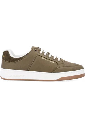 Saint Laurent Buty, Mężczyzna, Zielony, 41 1/2 EU, Bawełna, Wojskowe zielone sneakersy z płótna Sl 61