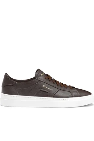 santoni Buty, Mężczyzna, brązowy, 41 1/2 EU, Skóra, Sneakersy z Podwójną Klamrą