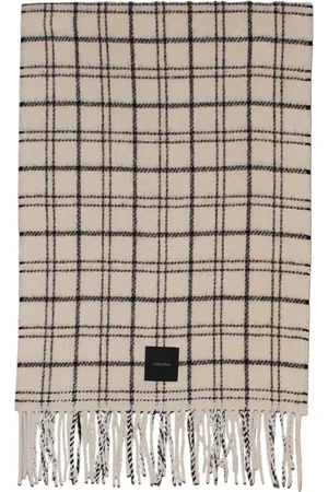Calvin Klein Akcesoria, Mężczyzna, Beżowy, ONE SIZE, Szalik w Kratę, Tkanina Pralna