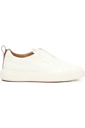 santoni Buty, Mężczyzna, Biały, 44 1/2 EU, Skóra, Wsuwane skórzane sneakersy