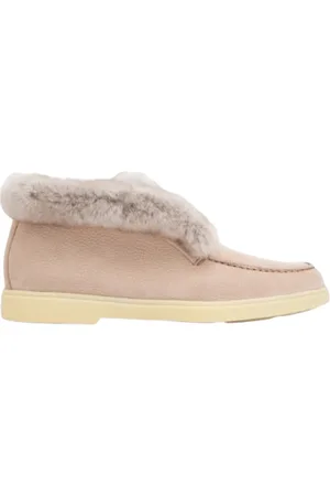 santoni Buty, Kobieta, Różowy, 40 EU, Zamsz, Różowe zamszowe botki desert z futerkiem
