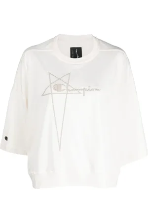 Rick Owens Koszulki, Kobieta, Beżowy, S, Bawełna, Krótki T-shirt