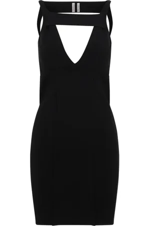 Rick Owens Sukienki, Kobieta, Czarny, M, Poliester, Czarna Dzianinowa Sukienka Mini