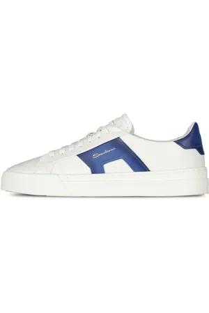 santoni Buty, Mężczyzna, Biały, 43 EU, Skóra, Sneakersy z podwójną klamrą