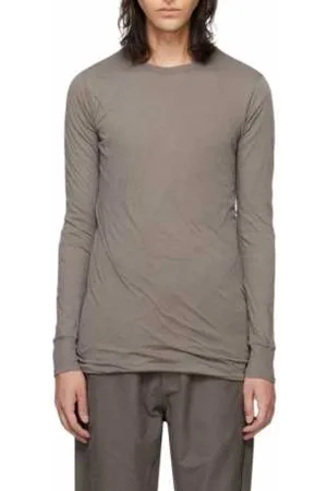 Rick Owens Koszulki, Mężczyzna, brązowy, XL, Bawełna, Podwójna Koszulka z Długim Rękawem Dust