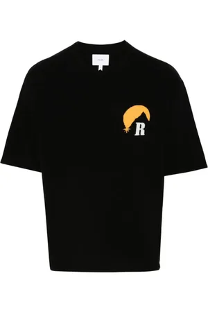 Rhude Koszulki, Mężczyzna, Czarny, S, Wełna, Sweter Dzianinowy Moonlight Logo
