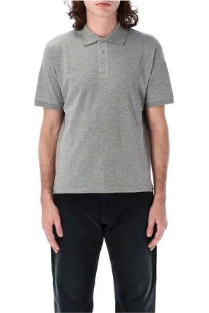Saint Laurent Koszulki, Mężczyzna, Szary, M, Szara melanżowa koszulka polo z piki