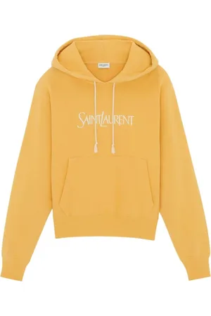 Saint Laurent Bluzy, Mężczyzna, Żółty, S, Bawełna, Bluza z Kapturem z Nadrukiem Logo