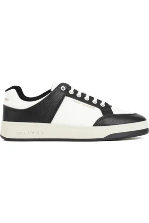 Saint Laurent Buty, Mężczyzna, Czarny, 44 EU, Skóra, Sznurowane sneakersy z groszkowanej skóry