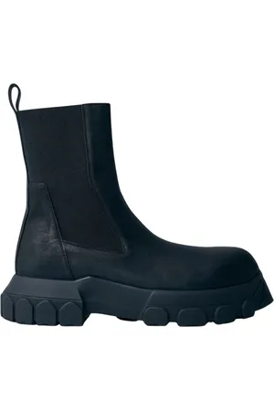 Rick Owens Buty, Mężczyzna, Czarny, 40 EU, Skóra, Skórzane Traktorowe Botki z Podeszwą Traktorową