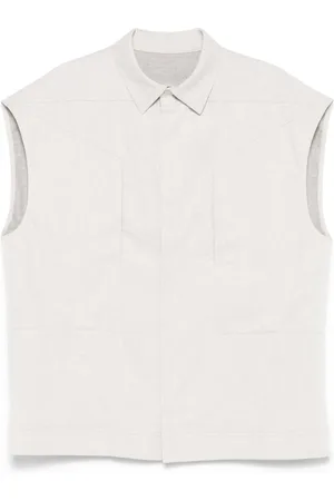 Rick Owens Kurtki, Mężczyzna, Beżowy, M, Bawełna, Kamizelka bez rękawów z kieszeniami