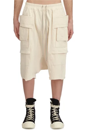 Rick Owens Szorty, Mężczyzna, Beżowy, L, Spodnie Cargo Pods Natural