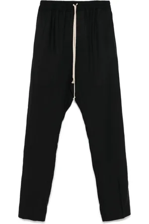 Rick Owens Spodnie, Mężczyzna, Czarny, L, Wełna, Wąskie Długie Spodnie
