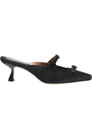 Scarosso Buty, Kobieta, Czarny, 37 1/2 EU, Satyna, Eleganckie klapki na obcasie Liz