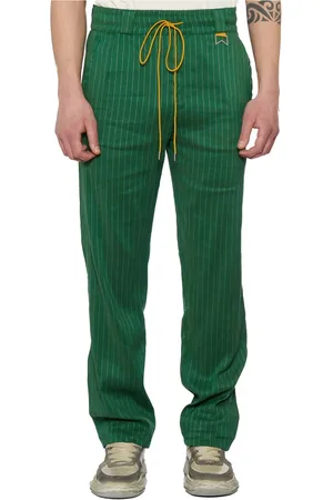 Rhude Spodnie, Mężczyzna, Zielony, L, Lniane Spodnie Mieszane