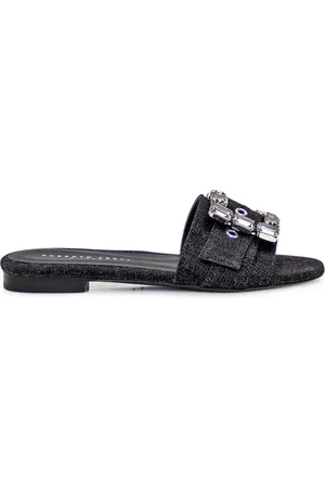 ROBERTO FESTA Buty, Kobieta, Czarny, 37 EU, Denim, Sandały zdobione kamieniami