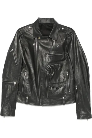 Rick Owens Kurtki, Mężczyzna, Czarny, L, Skóra, Bauhaus Leather Biker Jacket