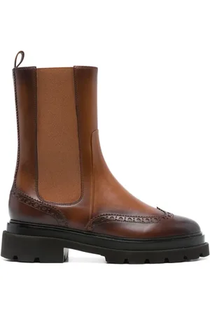 santoni Buty, Kobieta, brązowy, 37 EU, Skóra, Skórzane botki na grubej podeszwie