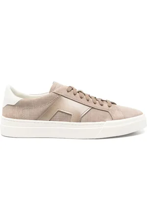 santoni Buty, Mężczyzna, Beżowy, 44 EU, Skóra, Skórzane Sneakersy z Gumową Podeszwą