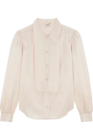 Saint Laurent Bluzki, Kobieta, Beżowy, S, Jedwabna koszula Lavallière