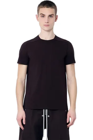 Rick Owens Koszulki, Mężczyzna, brązowy, XL, Bawełna, Dwustronna koszulka z dżerseju bawełnianego z okrągłym dekoltem