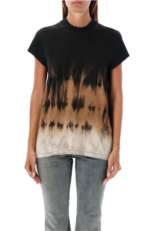 Rick Owens Koszulki, Kobieta, Czarny, M, Bawełna, Czarna koszulka Tie-Dye Terra